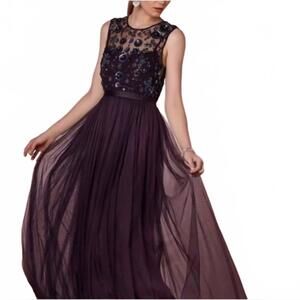 NEW NEEDLE & THREAD beaded mariel sequin maxi dress in purple
